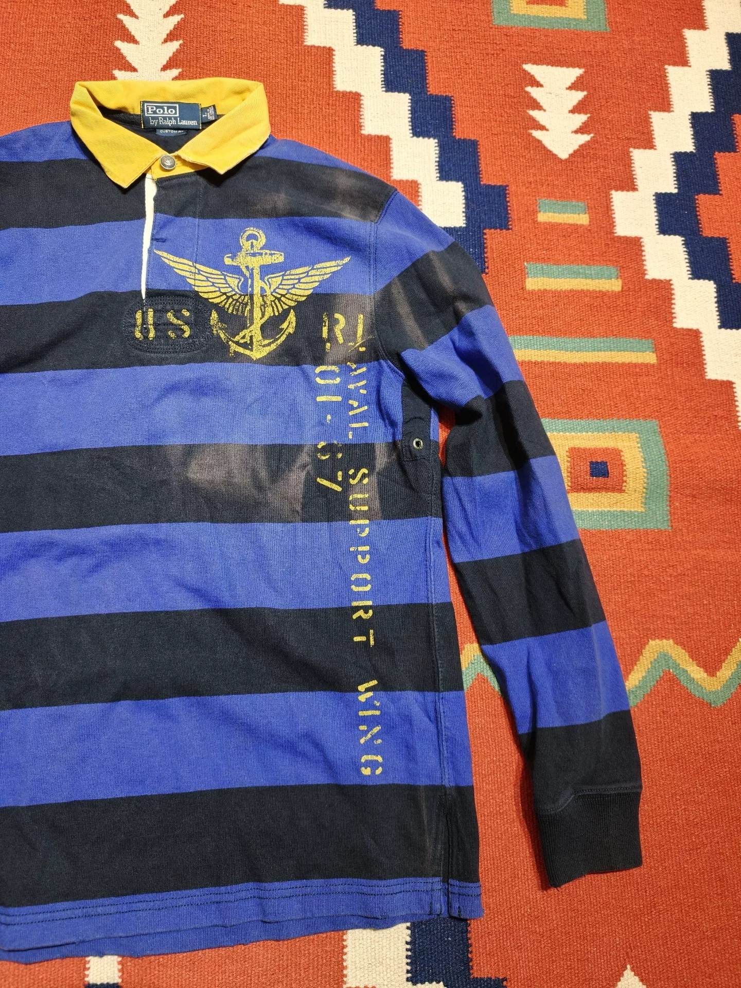 RL Ralph Lauren Rugby Long-Sleeve Stripe Polo — front