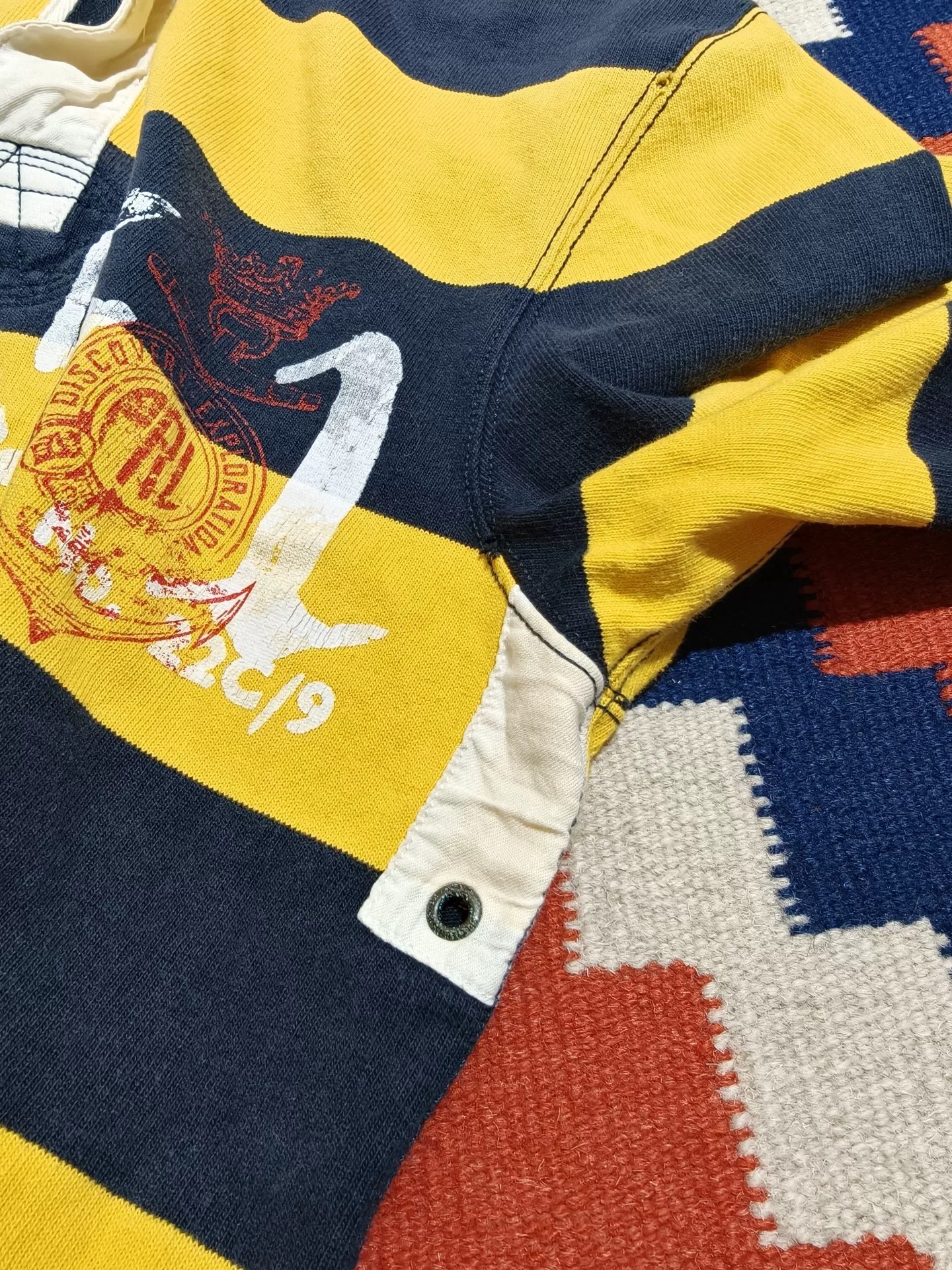 RL RALPH LAUREN RUGBY Striped Long-Sleeve Polo — label