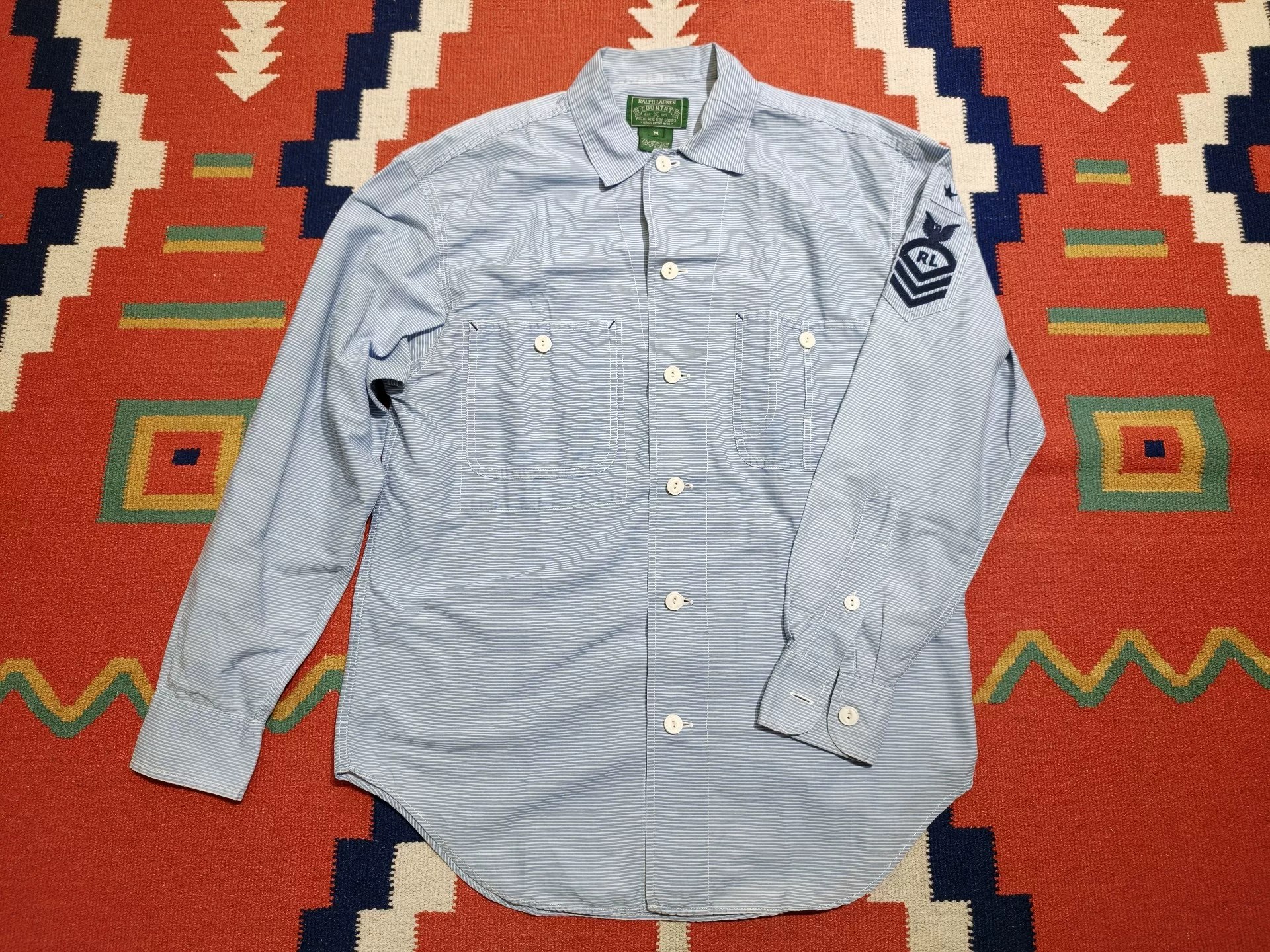 Vintage Ralph Lauren Light Blue Striped Shirt